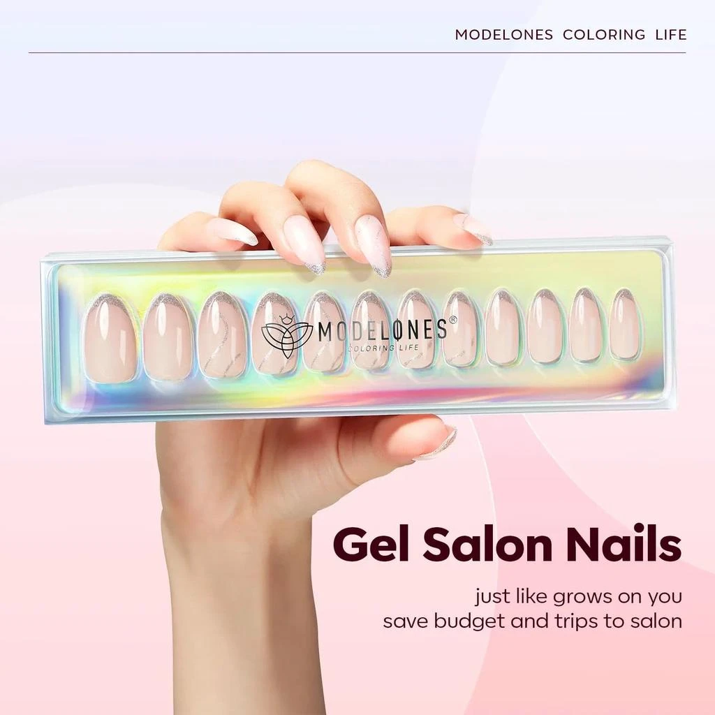 商品[国内直发] MODELONES|Glam Frenchin - 24 Fake Nails 12 Sizes Short Almond Press on Nails Kit,价格¥75,第3张图片详细描述