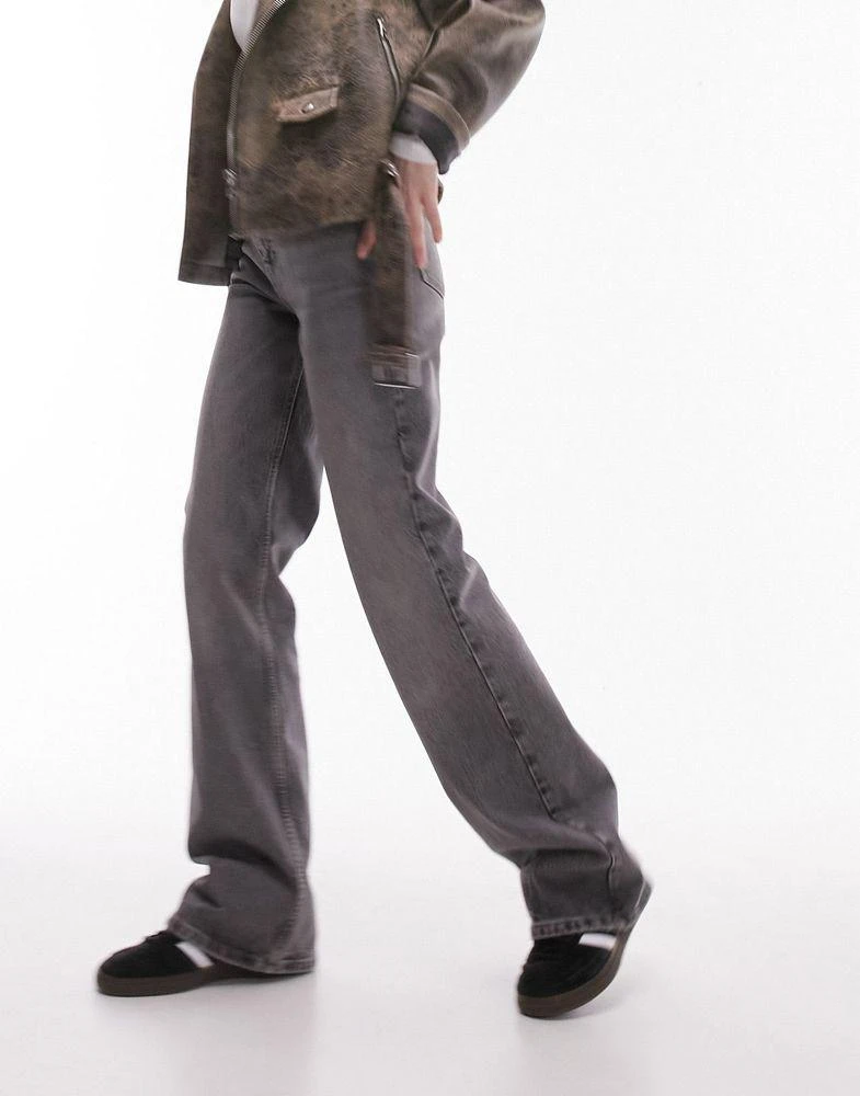 商品Topshop|Topshop relaxed flare jeans in grey,价格¥441,第5张图片详细描述