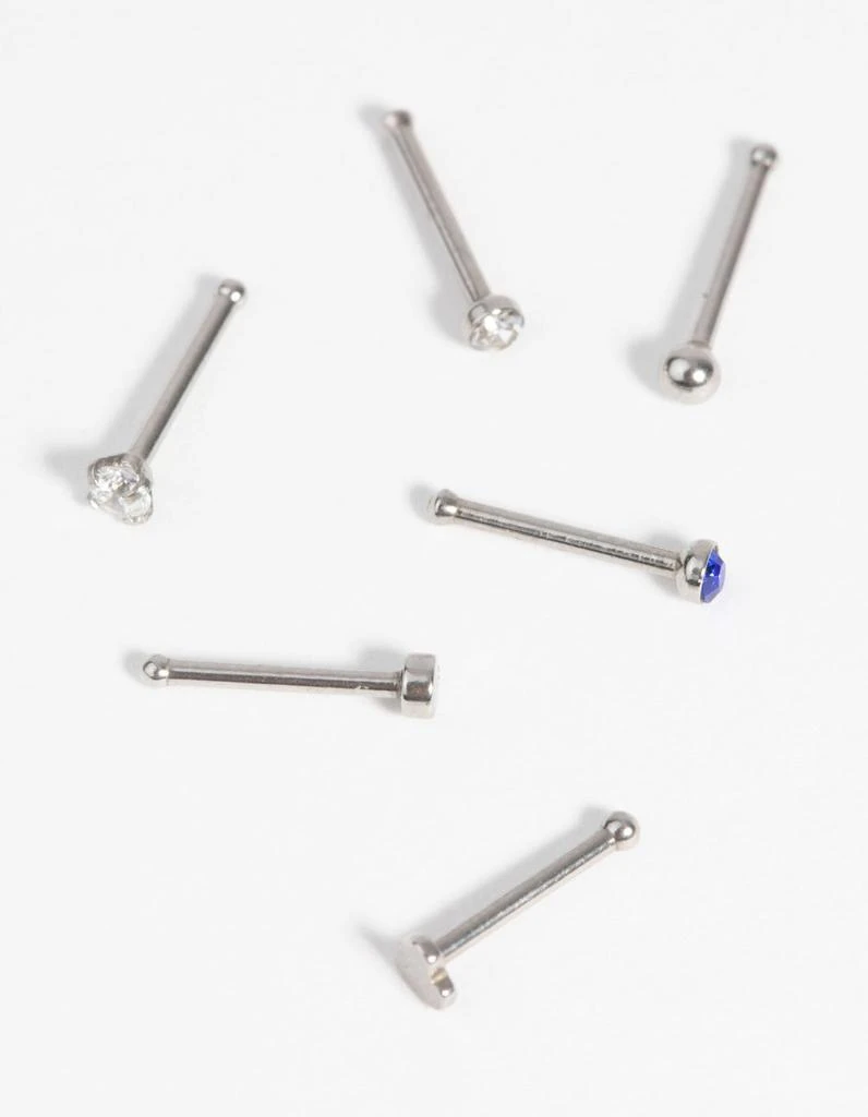 商品Lovisa|Surgical Steel Heart Nose Stud Pack with Diamantes,价格¥102,第3张图片详细描述