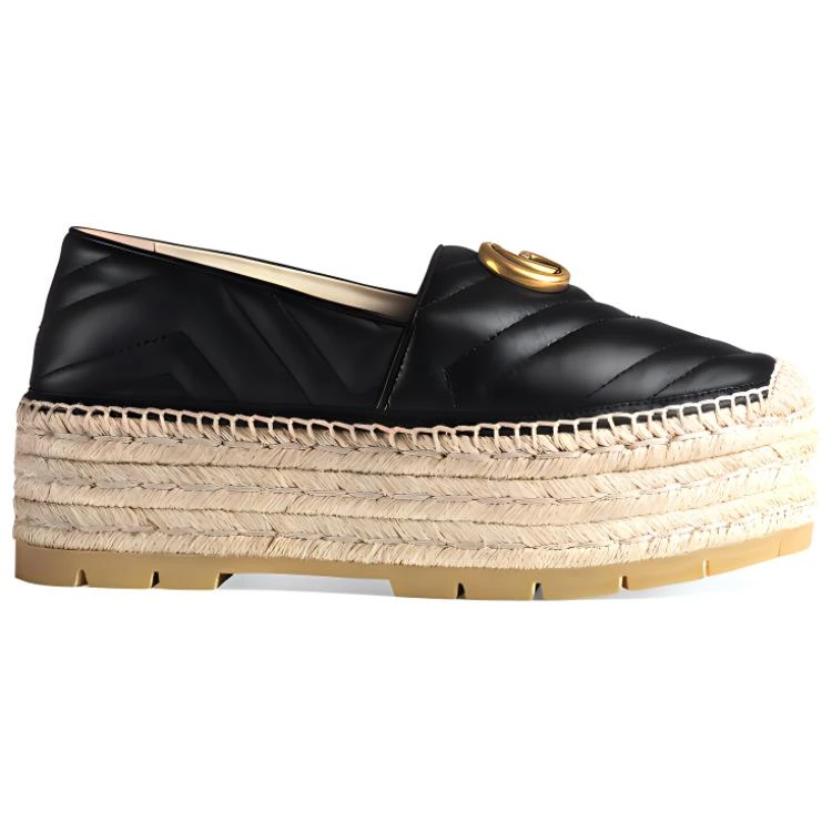 商品[国内直发] Gucci|古驰 双G系列 皮革GG增高 厚底鞋 女款 黑,价格¥3696,第3张图片详细描述