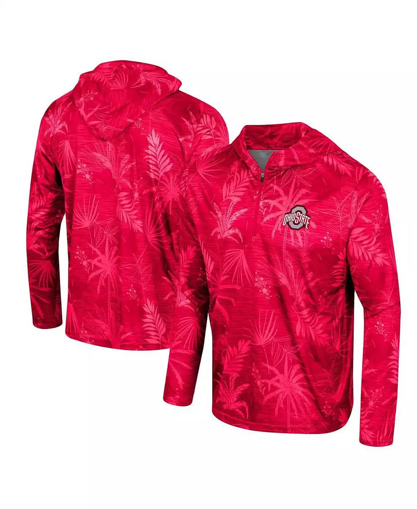 Men's Red NC State Wolfpack Palms Printed Lightweight Quarter-Zip Hooded Top image 2