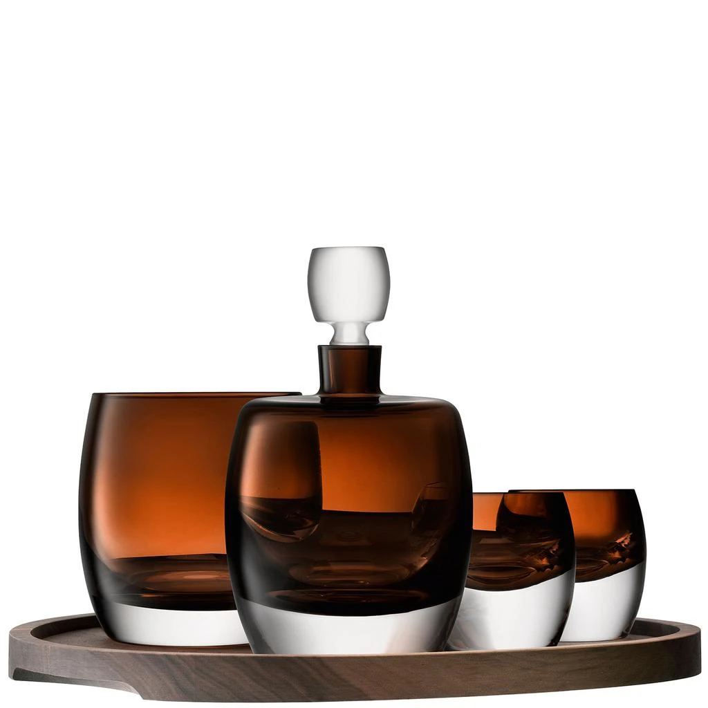 商品LSA International|Whisky club connoisseur set & walnut-cork serving tray peat brown *,价格¥4281,第2张图片详细描述