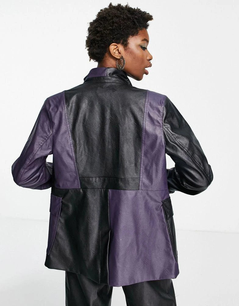 商品Jordan|Jordan classics faux leather jacket in black and purple,价格¥746,第2张图片详细描述