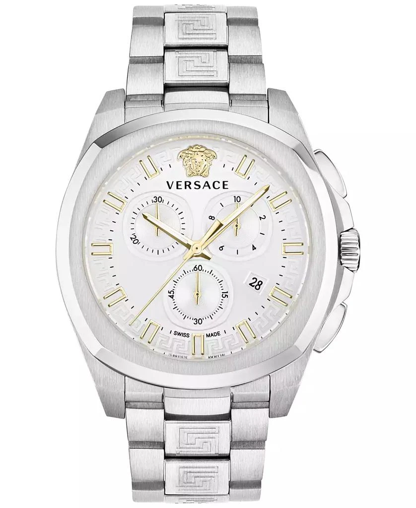 商品Versace|Men's Swiss Chronograph Geo Stainless Steel Bracelet Watch 43mm,价格¥6255,第1张图片