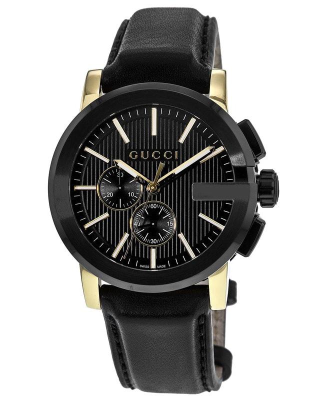 Gucci G-Chrono XL Black Dial Leather Strap Men's Watch YA101203商品第1张图片规格展示