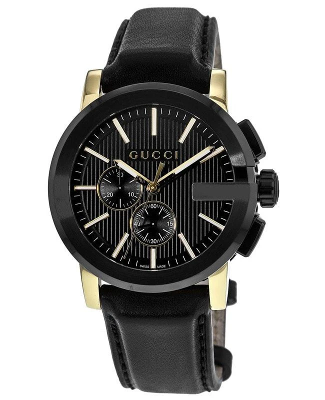 商品Gucci|Gucci G-Chrono XL Black Dial Leather Strap Men's Watch YA101203,价格¥10327,第1张图片