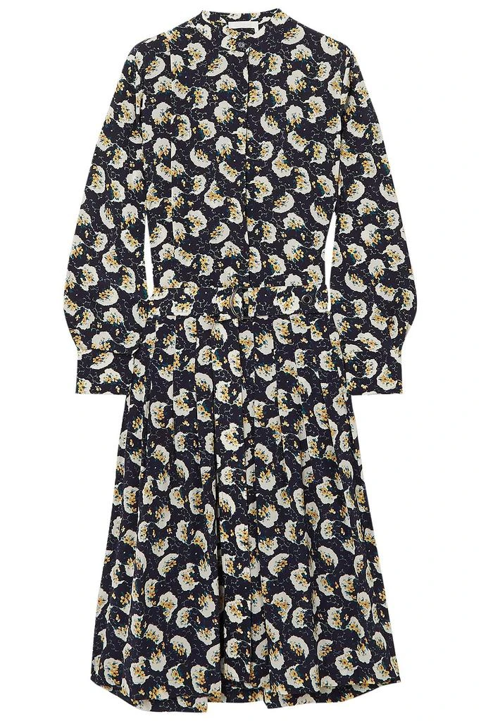 商品Chloé|Belted floral-print silk crepe de chine midi shirt dress,价格¥7583,第1张图片