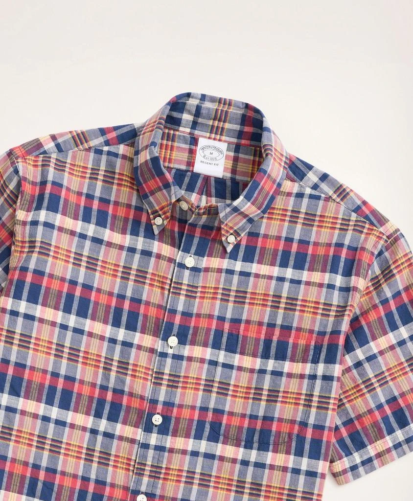 商品Brooks Brothers|Regent Regular-Fit Sport Shirt, Short-Sleeve Madras,价格¥331,第2张图片详细描述