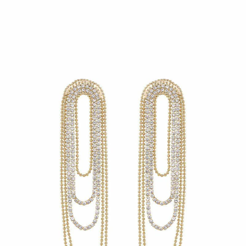 商品Ettika Jewelry|Crystal And 18k Gold Plated Looped Chain Earrings,价格¥378,第1张图片