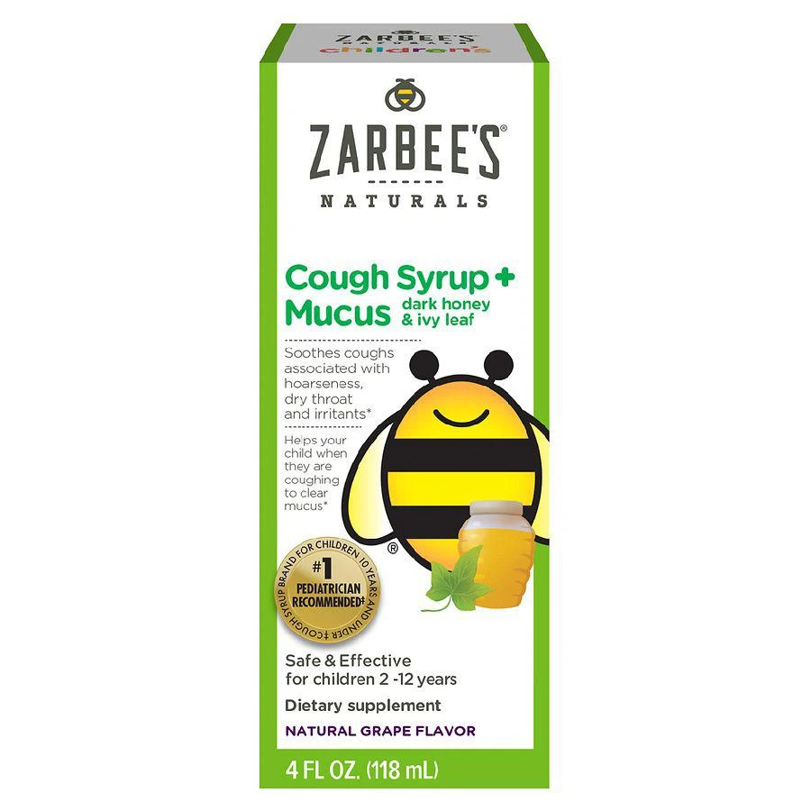 商品ZarBee's Naturals|Children's Cough Syrup + Mucus with Dark Honey & Ivy Leaf Grape, Fragrance-Free,价格¥99,第1张图片