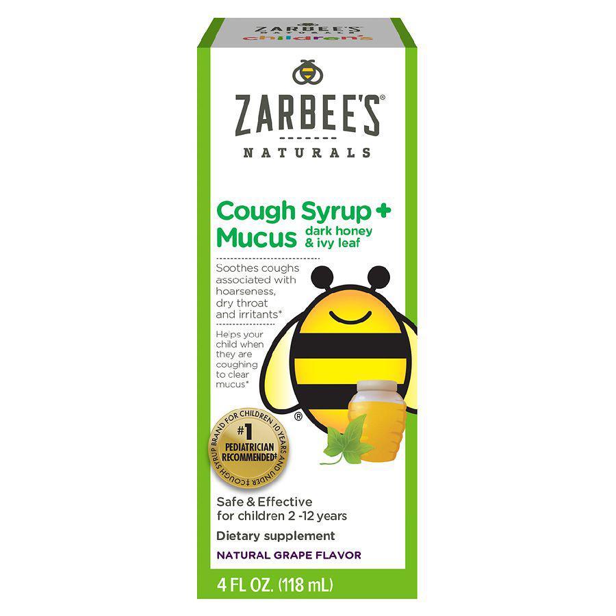 商品ZarBee's Naturals|Children's Cough Syrup + Mucus with Dark Honey & Ivy Leaf Grape, Fragrance-Free,价格¥79,第1张图片