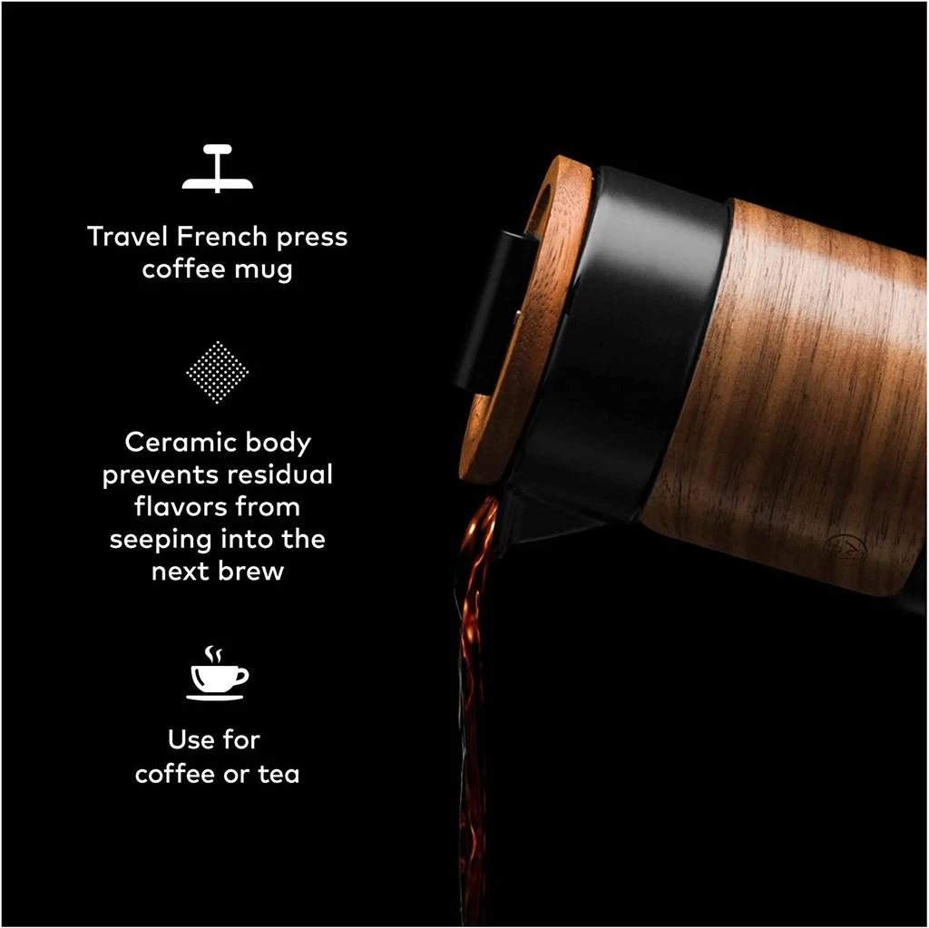 商品ChefWave|Artisan Series Travel French Press Coffee Maker with Bamboo Lid (Black),价格¥382,第3张图片详细描述