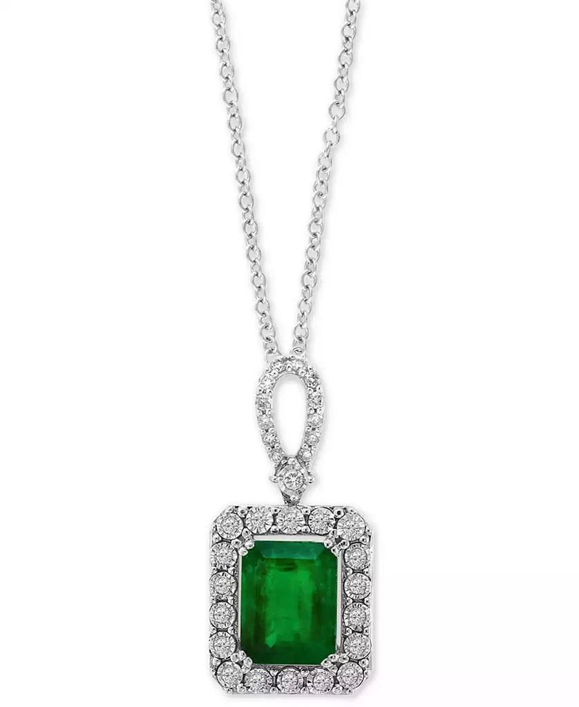 商品Effy|EFFY® Emerald (2-1/5 ct. t.w.) & Diamond (1/4 ct. t.w.) 18" Pendant Necklace in 14k White Gold (Also Available in 14k Yellow Gold),价格¥36284,第1张图片