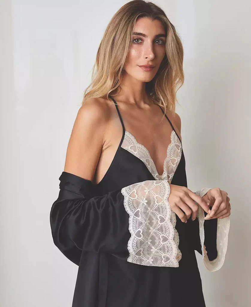 商品Flora Nikrooz|Kit Heart Lace Matte Charmeuse Wrap Robe,价格¥237,第4张图片详细描述