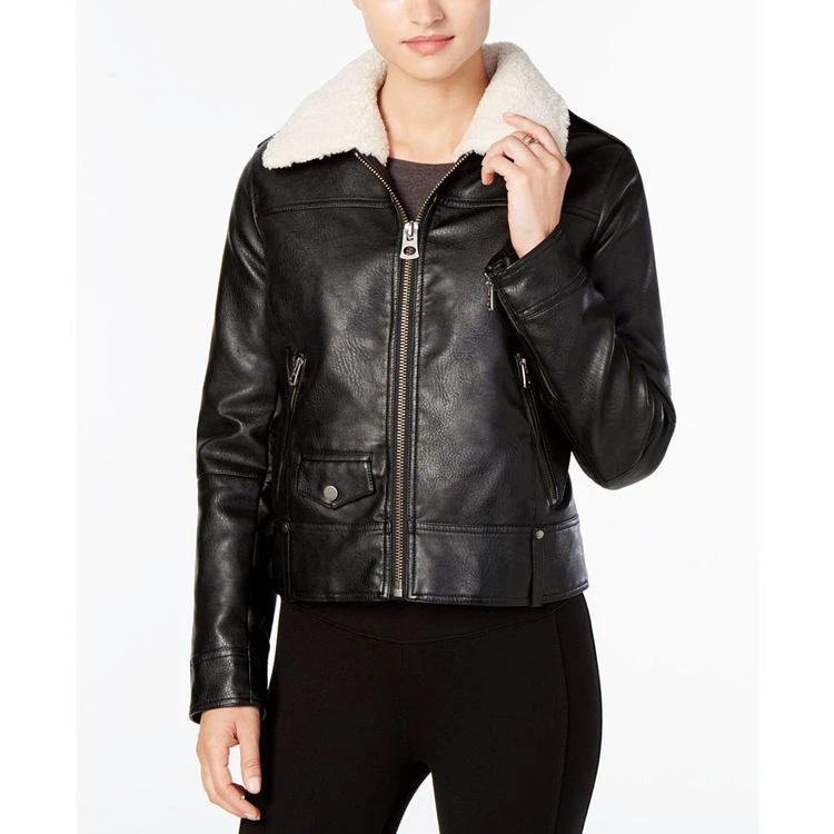 商品Lucky Brand|Faux-Fur-Collar Faux-Leather Moto Jacket,价格¥599,第1张图片