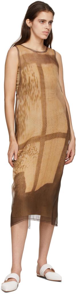 棕色 & 米色真丝连衣裙商品第4张图片规格展示