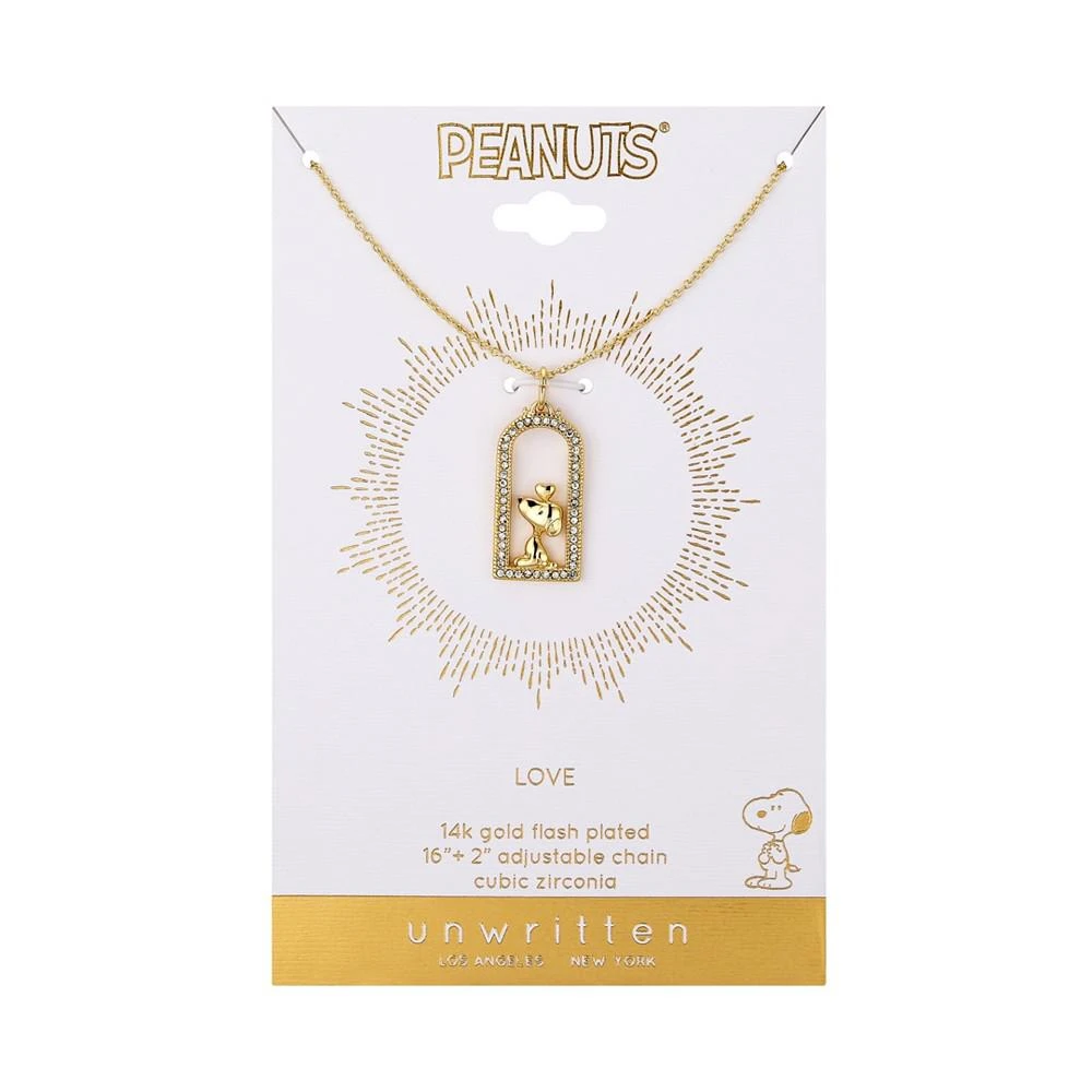 商品Peanuts|Unwritten 14K Gold Flash-Plated Cubic Zirconia Snoopy Pendant Necklace,价格¥120,第3张图片详细描述