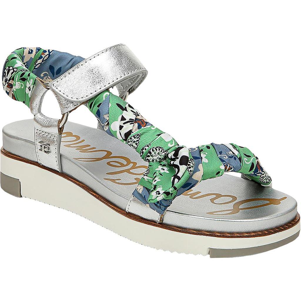 商品Sam Edelman|Sam Edelman Womens Ashie Leather Floral Wedge Sandals,价格¥305-¥399,第1张图片