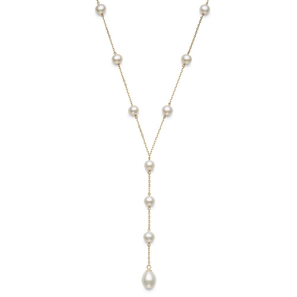 Cultured Freshwater Pearl (6 & 8mm) 18" Lariat Necklace in 10k Gold商品第1张图片规格展示