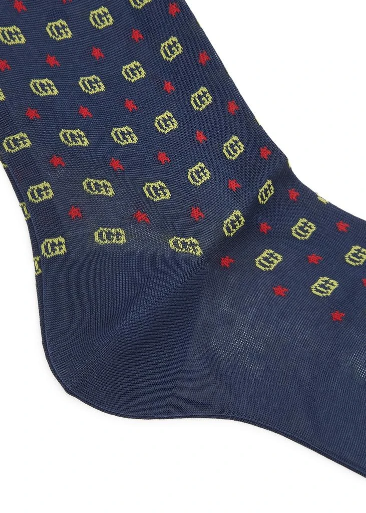 商品Gucci|Navy GG-intarsia cotton-blend knee-high socks,价格¥1430,第3张图片详细描述