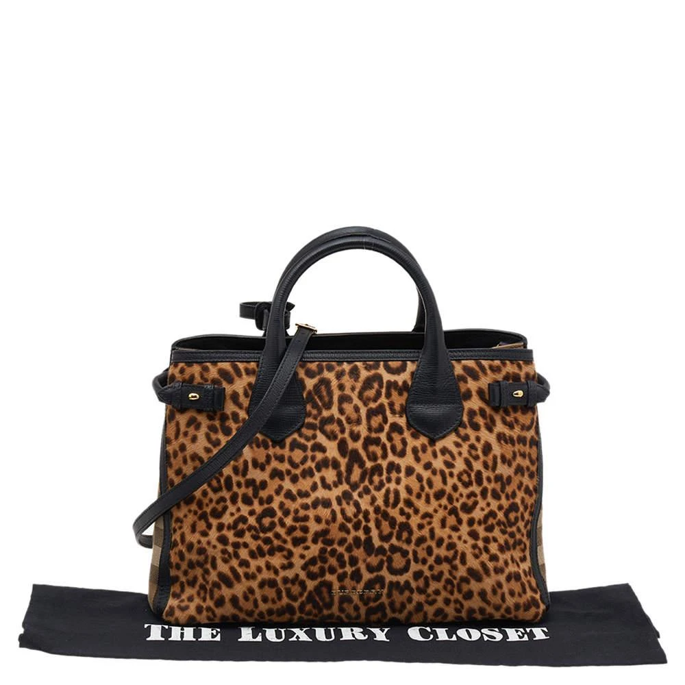 Burberry Black/Brown Leopard Print Calfhair, Leather And House Check Canvas Medium Banner Tote 商品