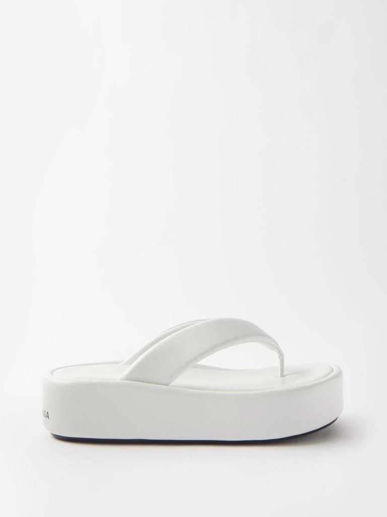 商品Balenciaga|Rise padded-leather flatform flip flops,价格¥2750,第1张图片