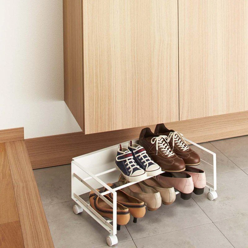 商品Yamazaki Home|Rolling Shoe Rack 9" H Steel,价格¥528,第1张图片