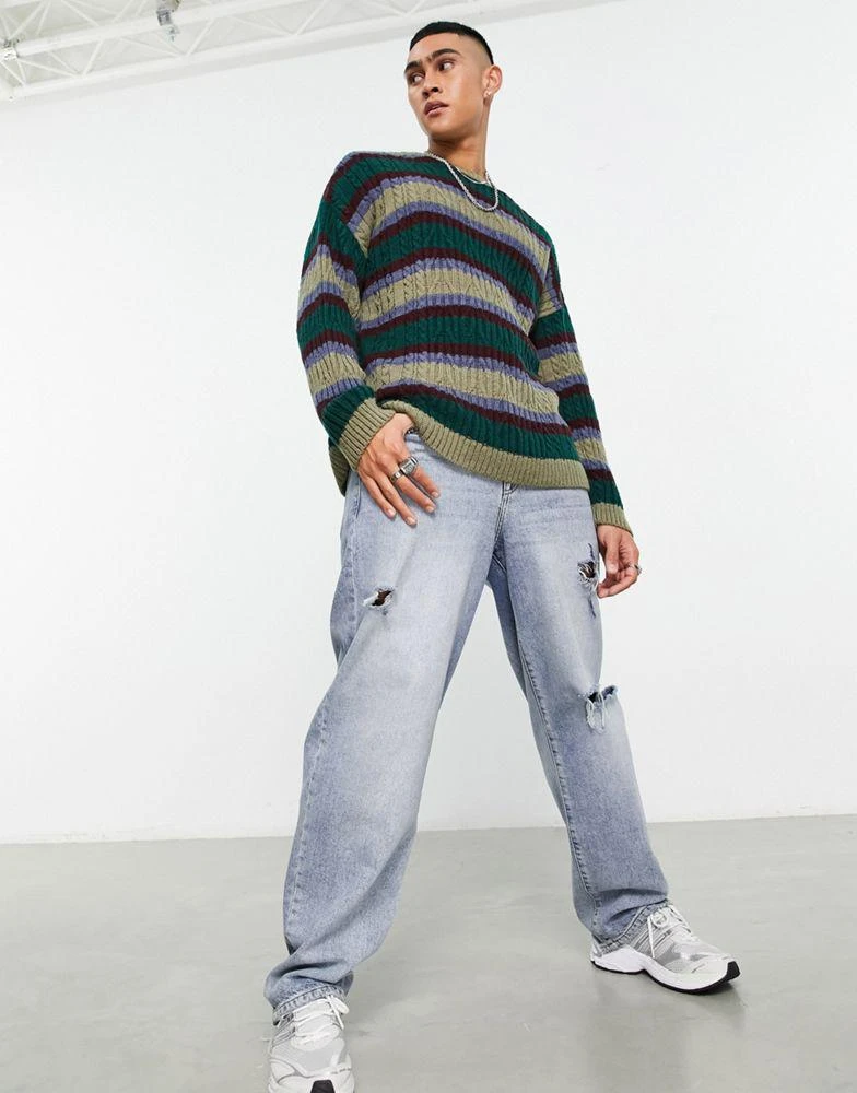 商品ASOS|ASOS DESIGN knitted  jumper in fluffy multi stripe,价格¥178,第1张图片