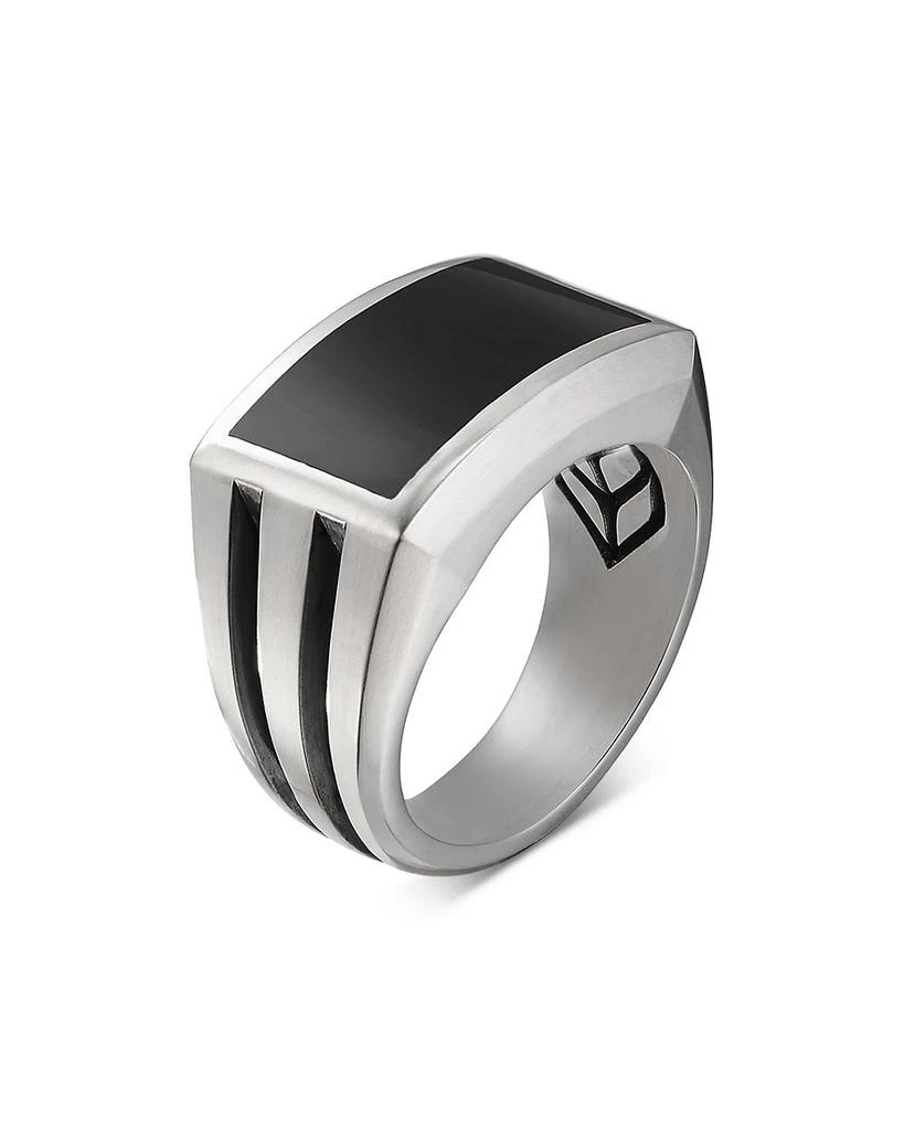 Men's Sterling Silver Beveled Signet Ring with Black Onyx 商品