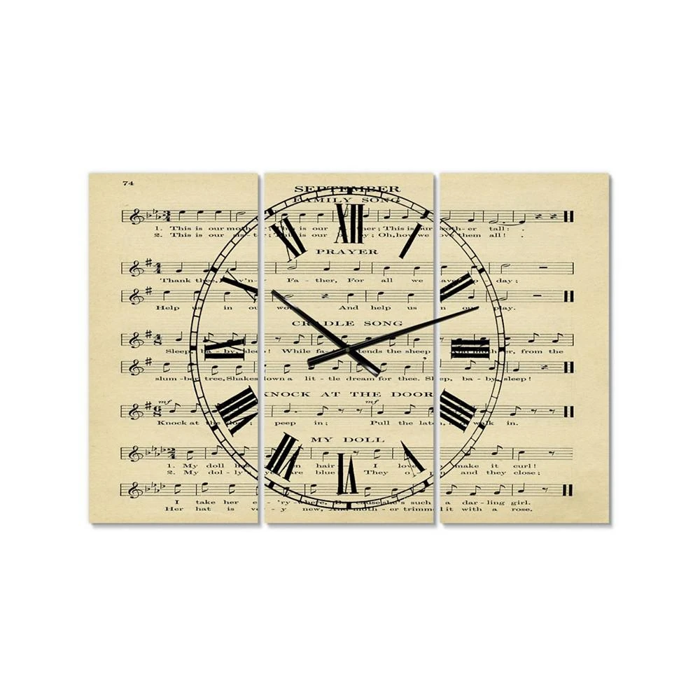 商品Designart|Prayer Song Oversized Cottage 3 Panels Wall Clock - 38" x 38" x 1",价格¥2664,第1张图片