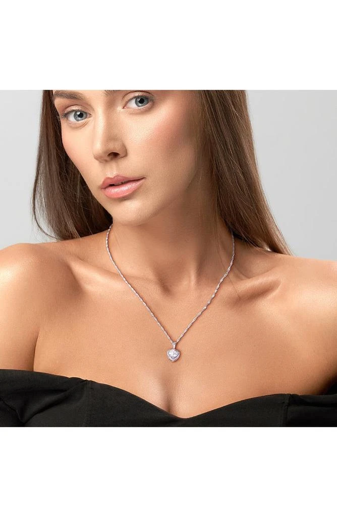 商品DELMAR|10K White Gold Created Moissanite Pendant Necklace,价格¥3372,第3张图片详细描述