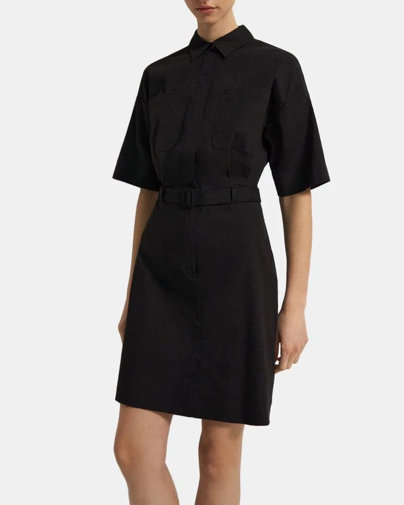 商品Theory|Belted Shirt Dress in Stretch Linen,价格¥828,第2张图片详细描述