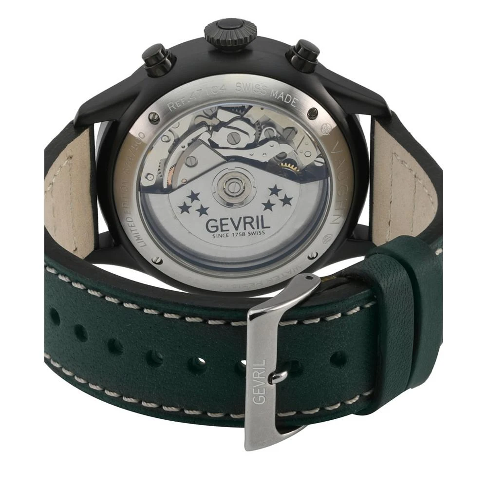 商品Gevril|Men's Vaughn Swiss Automatic Green Italian Leather Strap Watch,价格¥16007,第3张图片详细描述