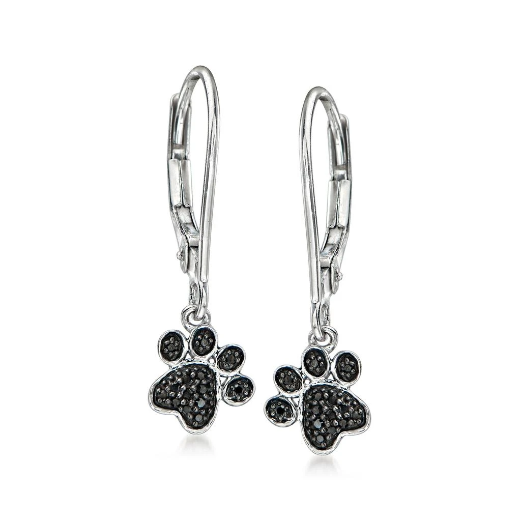 商品Ross-Simons|Ross-Simons Black Diamond-Accented Paw Print Drop Earrings in Sterling Silver,价格¥1044,第1张图片