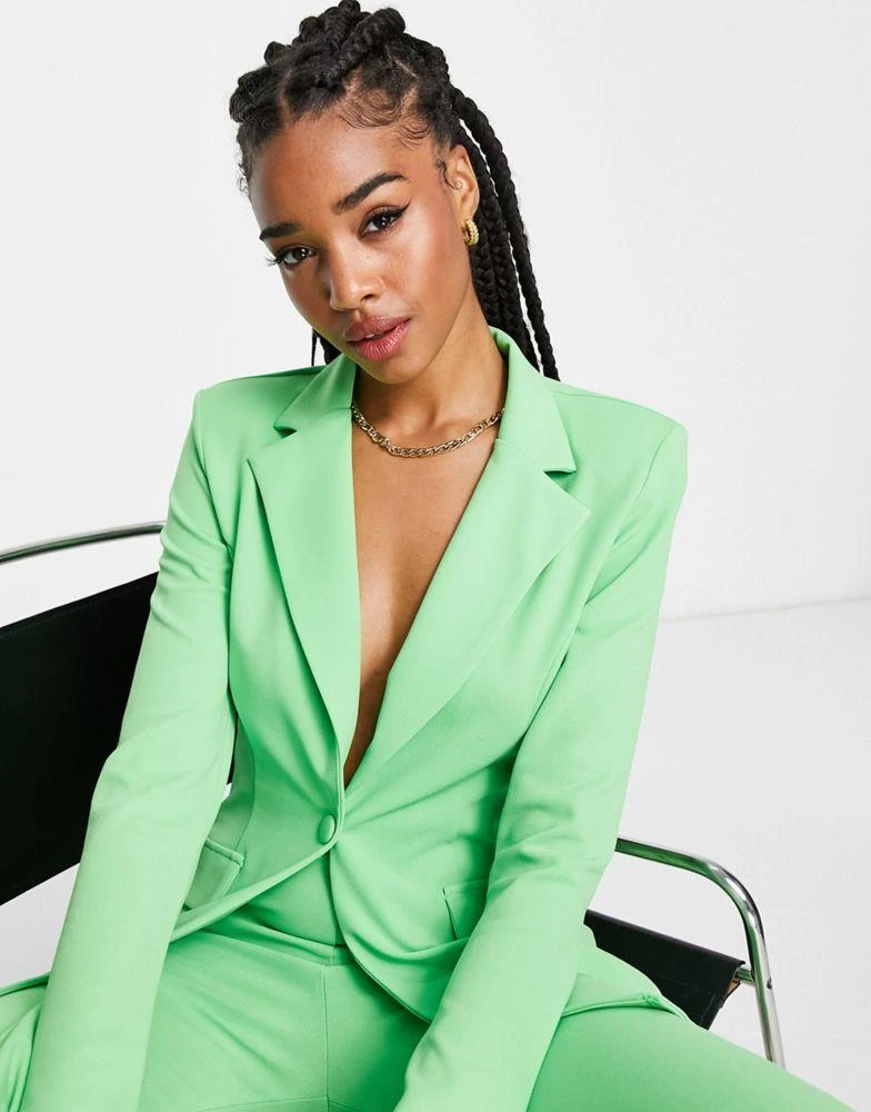 商品ASOS|ASOS DESIGN Tall jersey suit split sleeve tux blazer in summer green,价格¥154,第3张图片详细描述