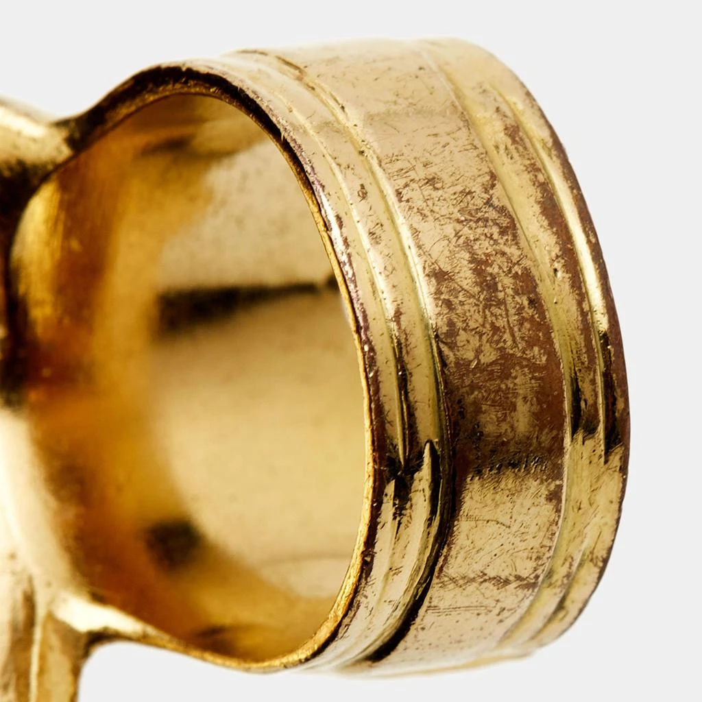 商品[二手商品] Yves Saint Laurent|Yves Saint Laurent Arty Glass Gold Tone Ring Size 57,价格¥1760,第5张图片详细描述