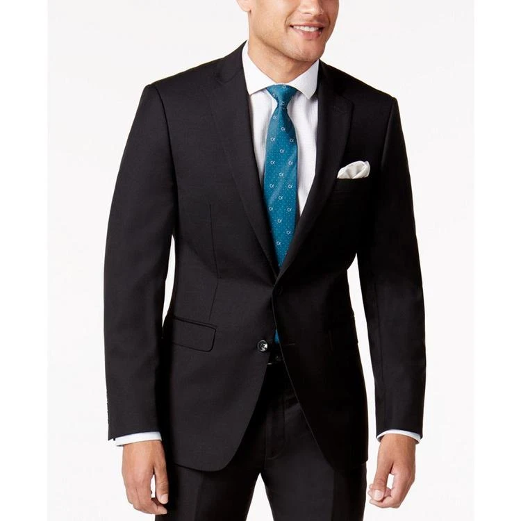 商品Calvin Klein|Men's Extra-Slim Fit Black Solid Suit,价格¥826,第3张图片详细描述