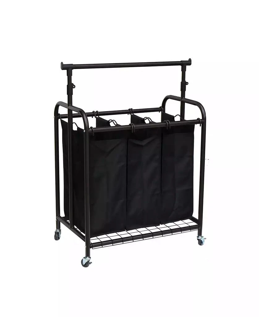 商品Oceanstar|3-Bag Rolling Laundry Sorter with Adjustable Hanging Bar,价格¥929,第1张图片