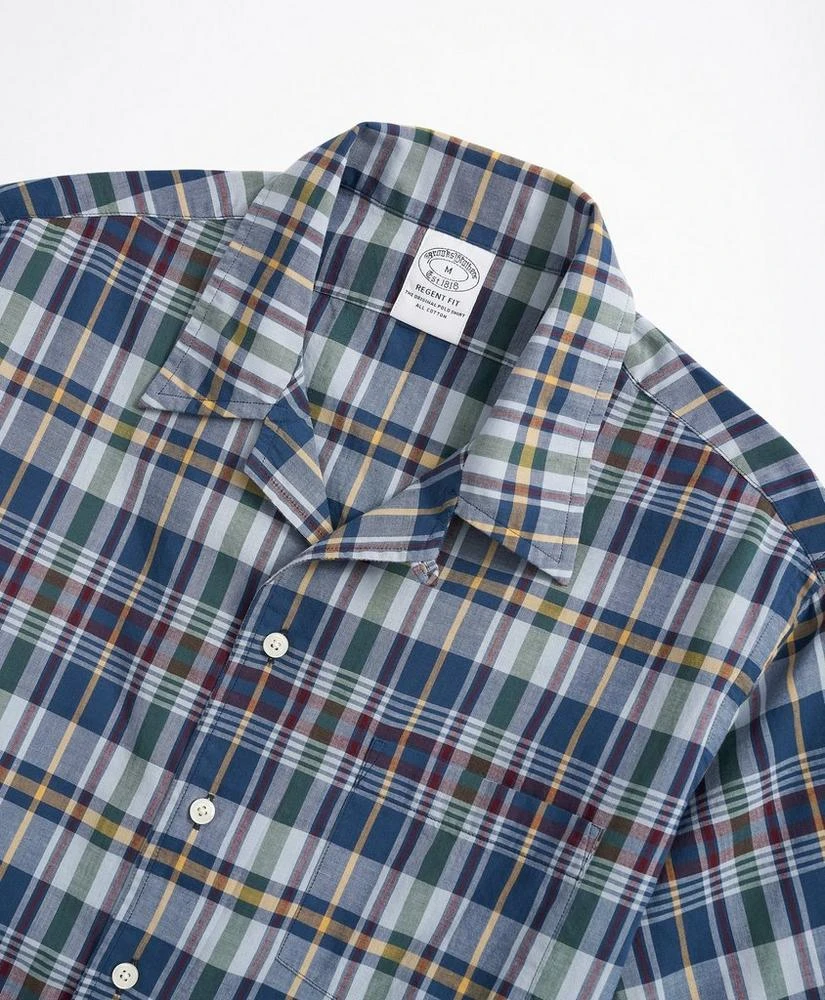 商品Brooks Brothers|Regent Regular-Fit Sport Shirt, Camp Collar Short-Sleeve Madras,价格¥412,第2张图片详细描述