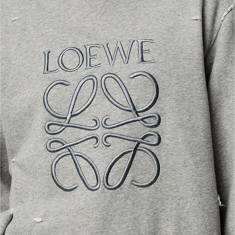 【预售3-7天】LOEWE/罗意威 22年秋冬新款 女士灰色混色做旧圆领刺绣LOGO无帽卫衣S359Y24X15-1440 商品