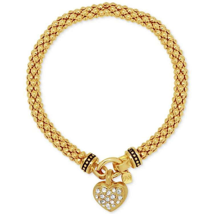 商品Nine West|Weave-Style Pavé Heart Charm Stretch Bracelet,价格¥45,第1张图片