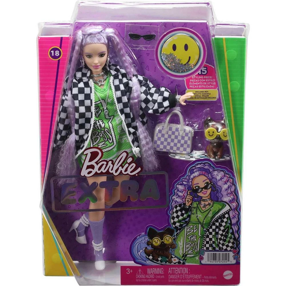 商品Barbie|Doll and Accessories, Barbie Extra Doll with Lavender Hair,价格¥164,第5张图片详细描述