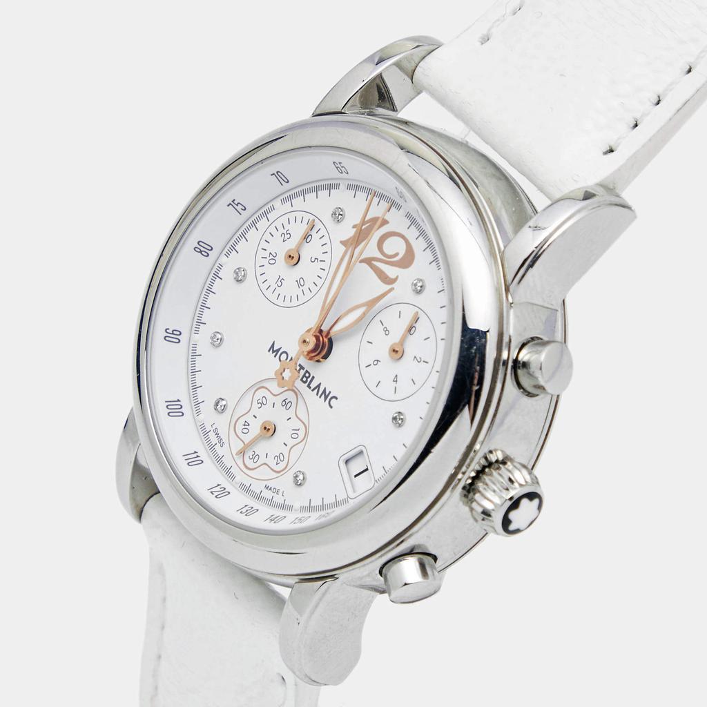 Montblanc White Stainless Steel Leather Mini Star 7039 Women's Wristwatch 32 mm商品第2张图片规格展示