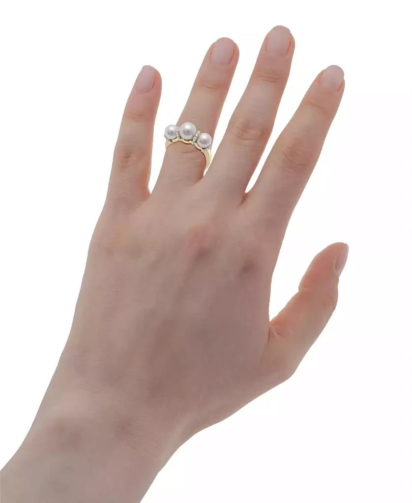 商品Macy's|Cultured Freshwater Pearl (6mm, 7mm) & Diamond (1/10 ct. tw.) Graduated Ring in 14K Yellow Gold,价格¥2577,第2张图片详细描述
