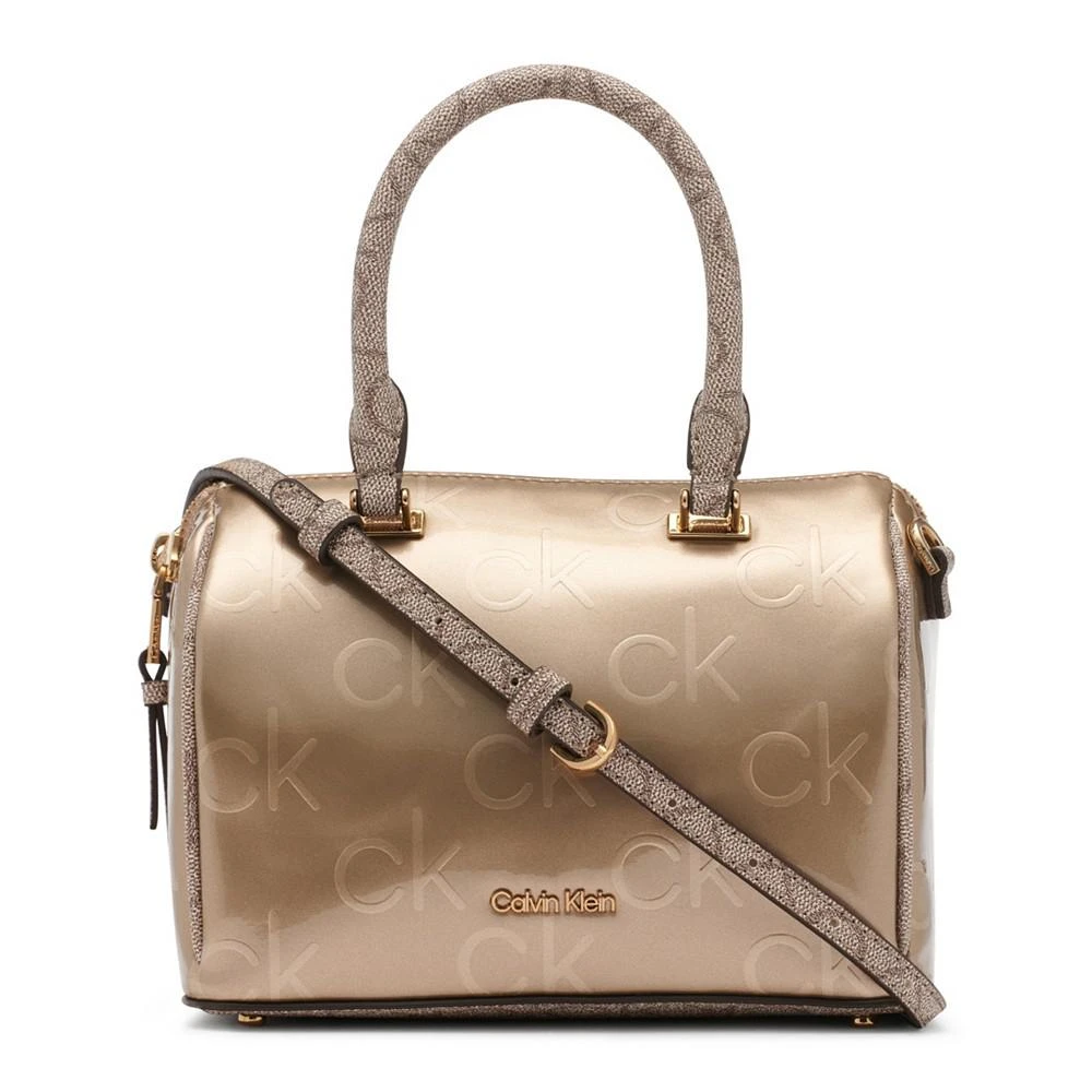 商品Calvin Klein|Ashley Embossed Signature Mini Top Zipper Satchel,价格¥588,第1张图片