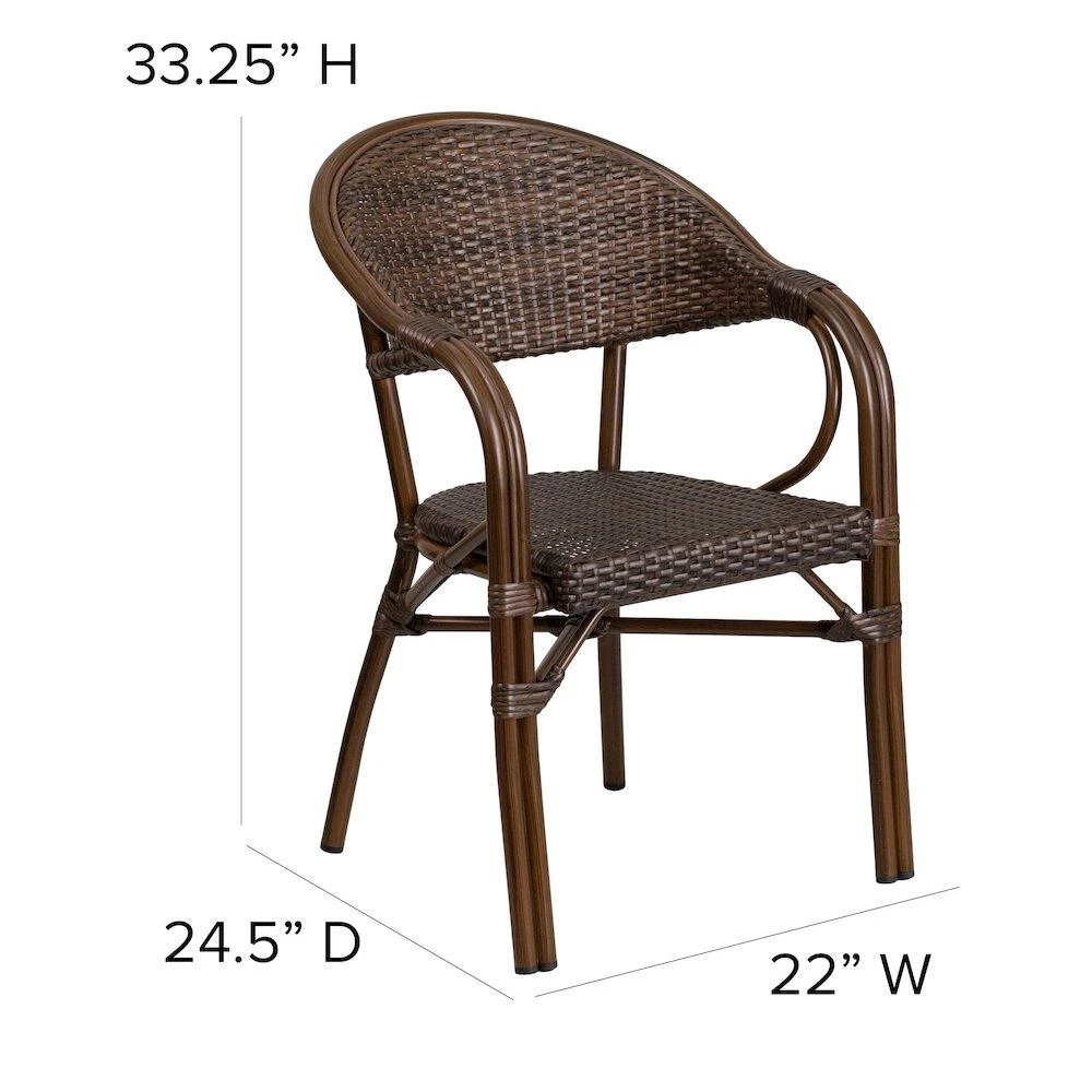 商品Flash Furniture|o Cocoa Rattan Restaurant Patio Chair with Bamboo-Aluminum Frame,价格¥1767,第5张图片详细描述
