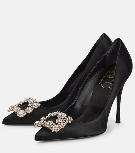 商品Roger Vivier|Flower Strass satin pumps,价格¥17033,第5张图片详细描述