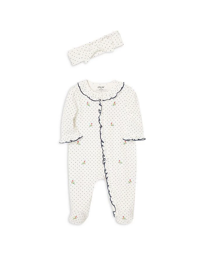 商品Little Me|Girls' Dotted Rosebud Footie & Headband Set - Baby,价格¥113,第3张图片详细描述