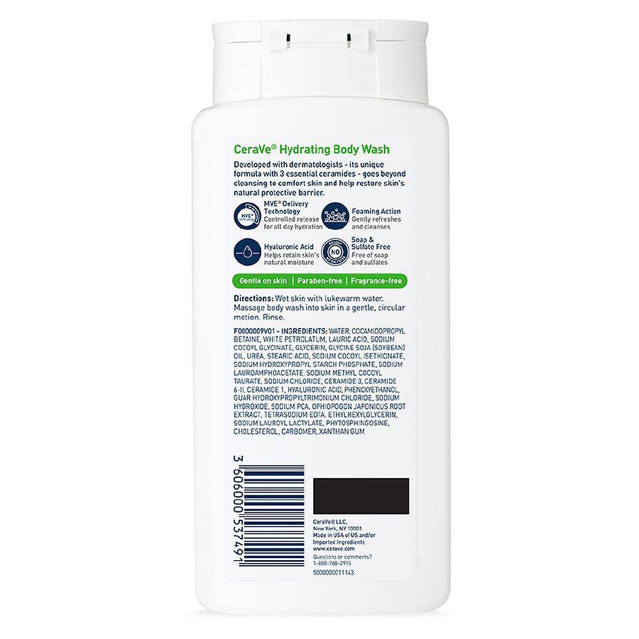 商品CeraVe|Body Wash for Dry Skin, Hydrating Body Wash with Hyaluronic Acid, Sulfate Free,价格¥89,第4张图片详细描述