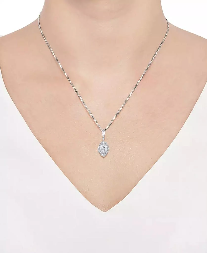 商品Macy's|Diamond Round & Baguette Halo Cluster 18" Pendant Necklace (1/2 ct. t.w.) in Sterling Silver,价格¥7555,第2张图片详细描述